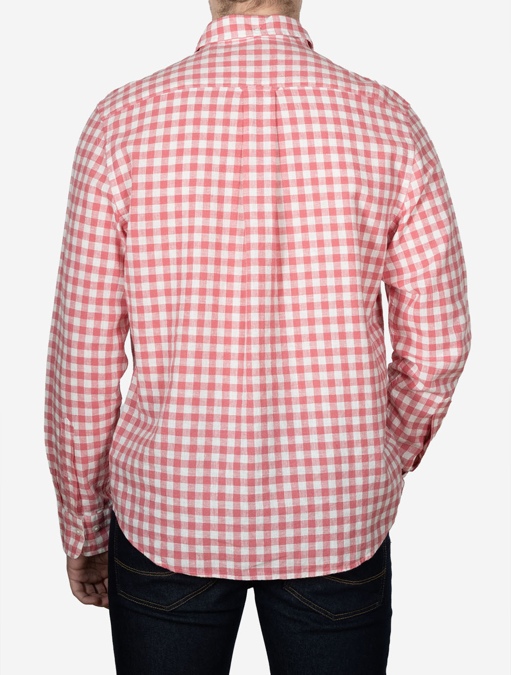 Regular Fit Cotton Linen Gingham Shirt Rose Pink