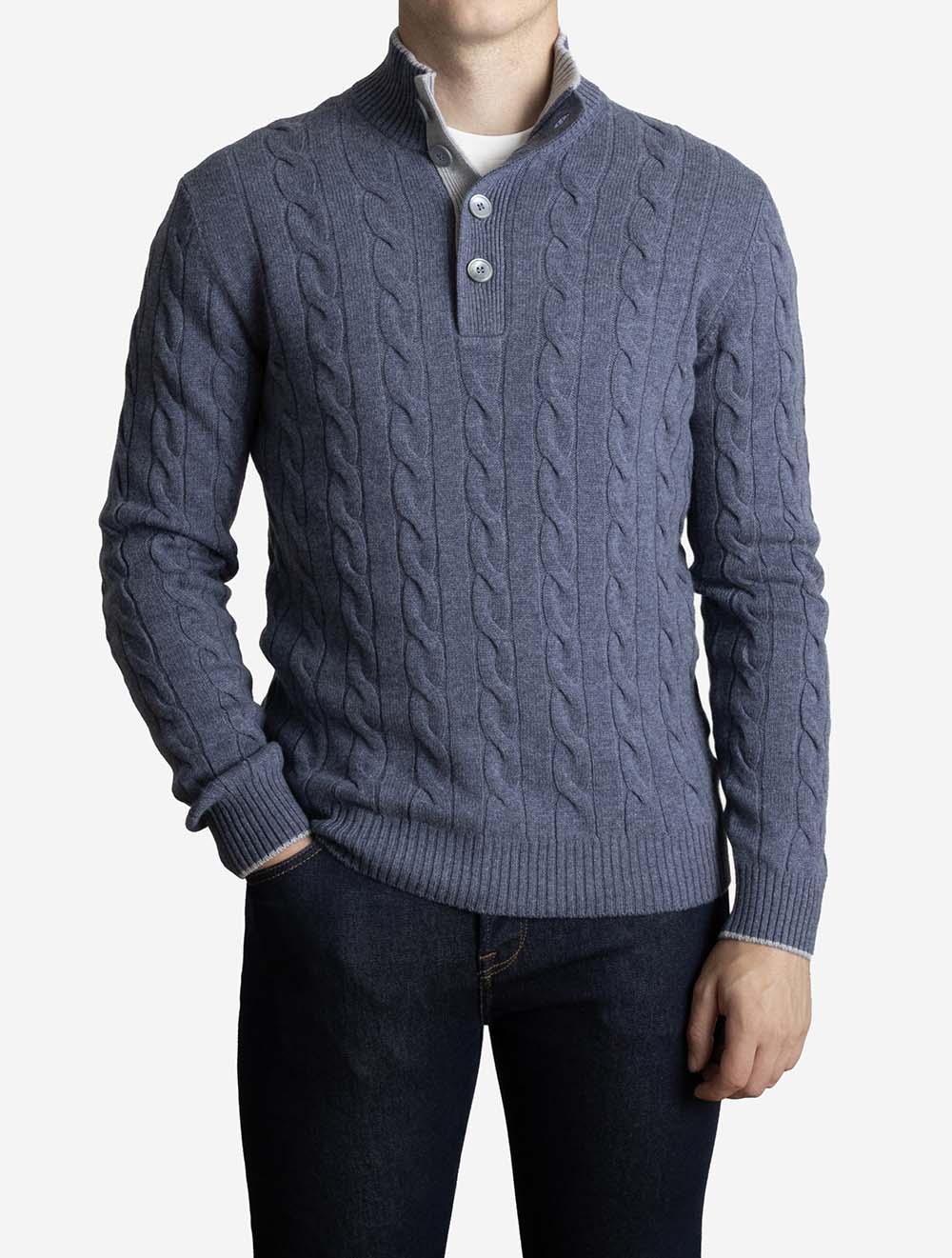 Cable Knit Jumper Blue