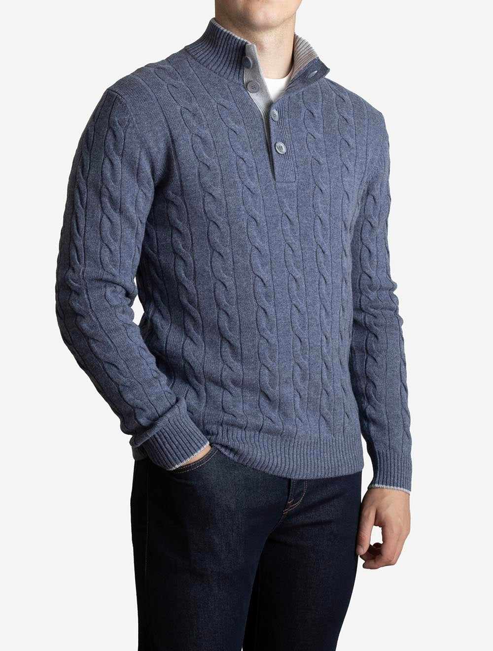 Cable Knit Jumper Blue