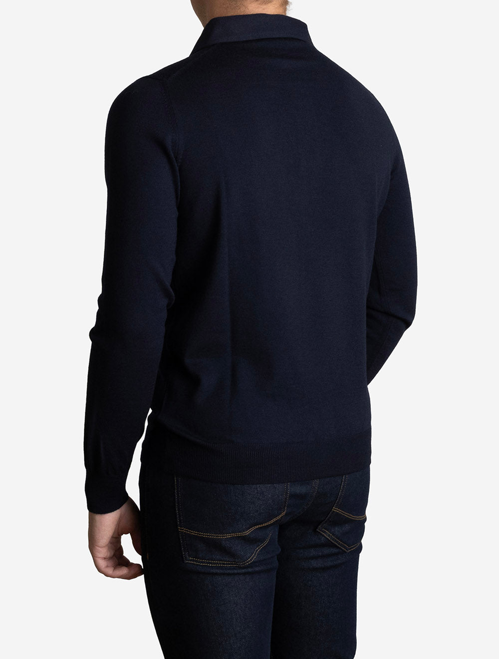 Long Sleeve Knit Polo Navy