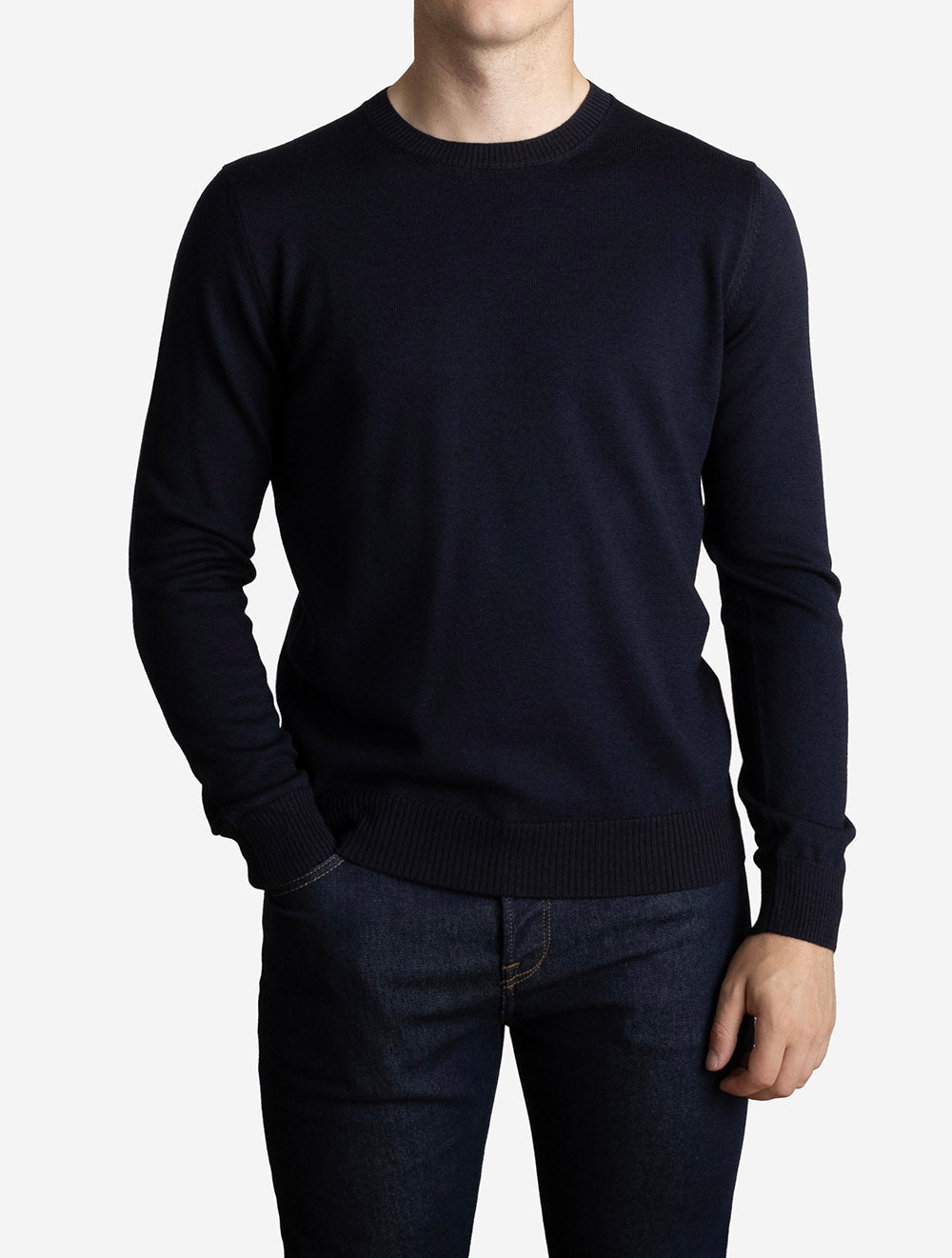 Crew Neck Knit Jumper Navy
