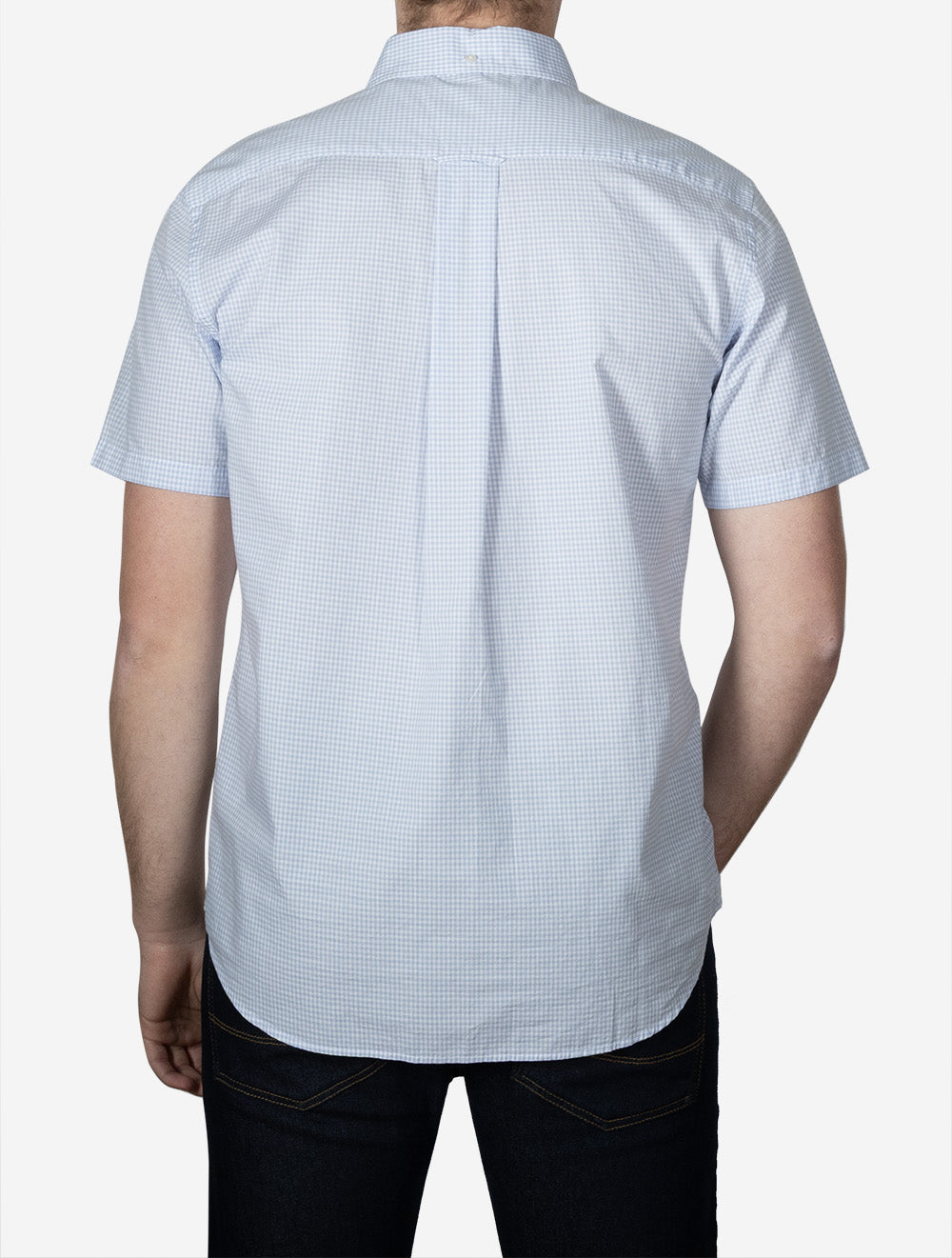 Regular Fit Poplin Gingham Short Sleeve Shirt Light Blue