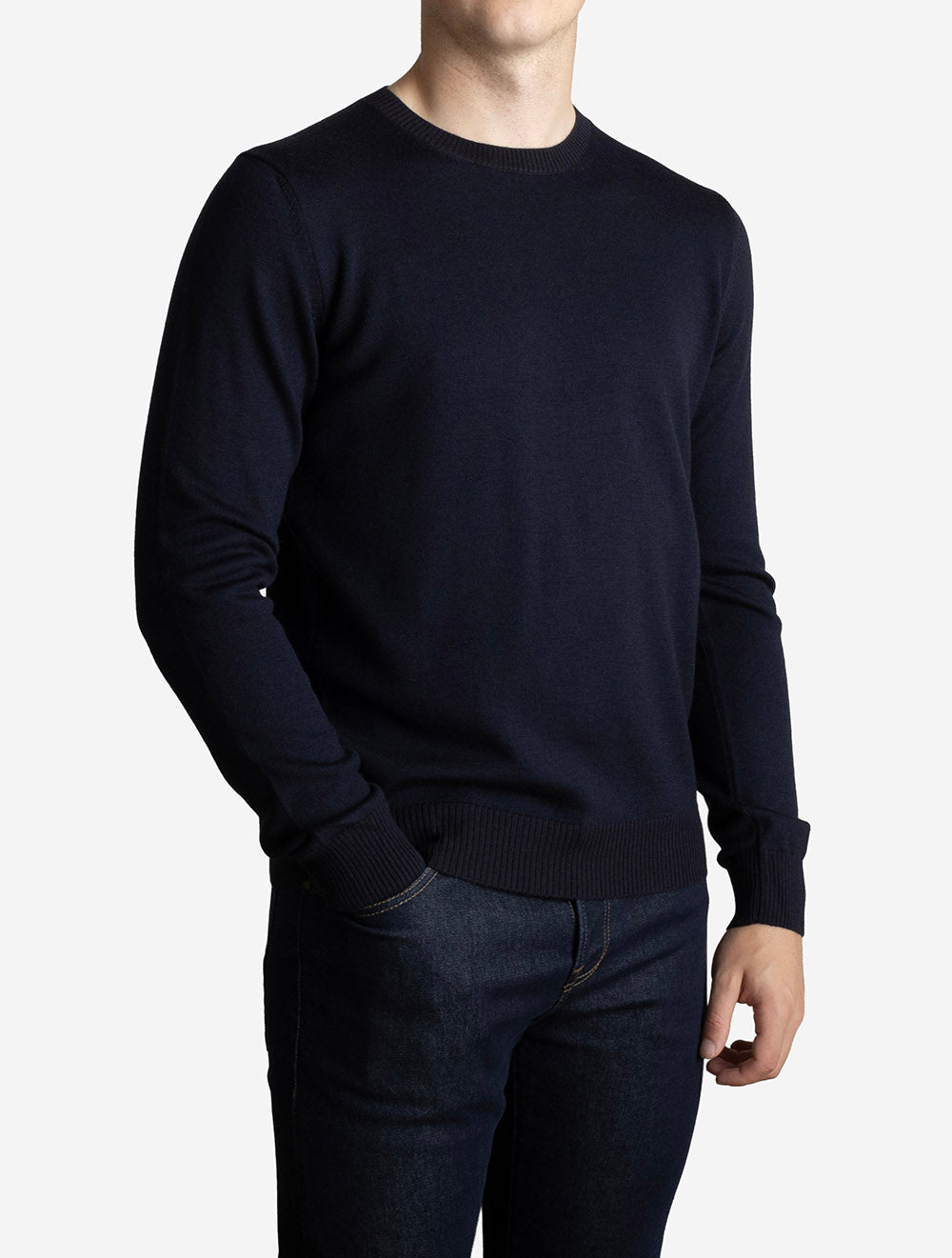 Crew Neck Knit Jumper Navy