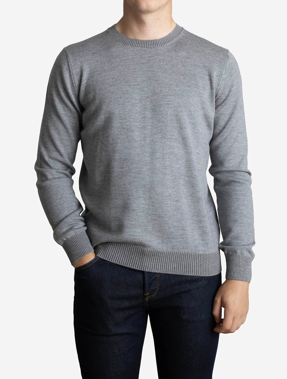 Crew Neck Knit Jumper Grey
