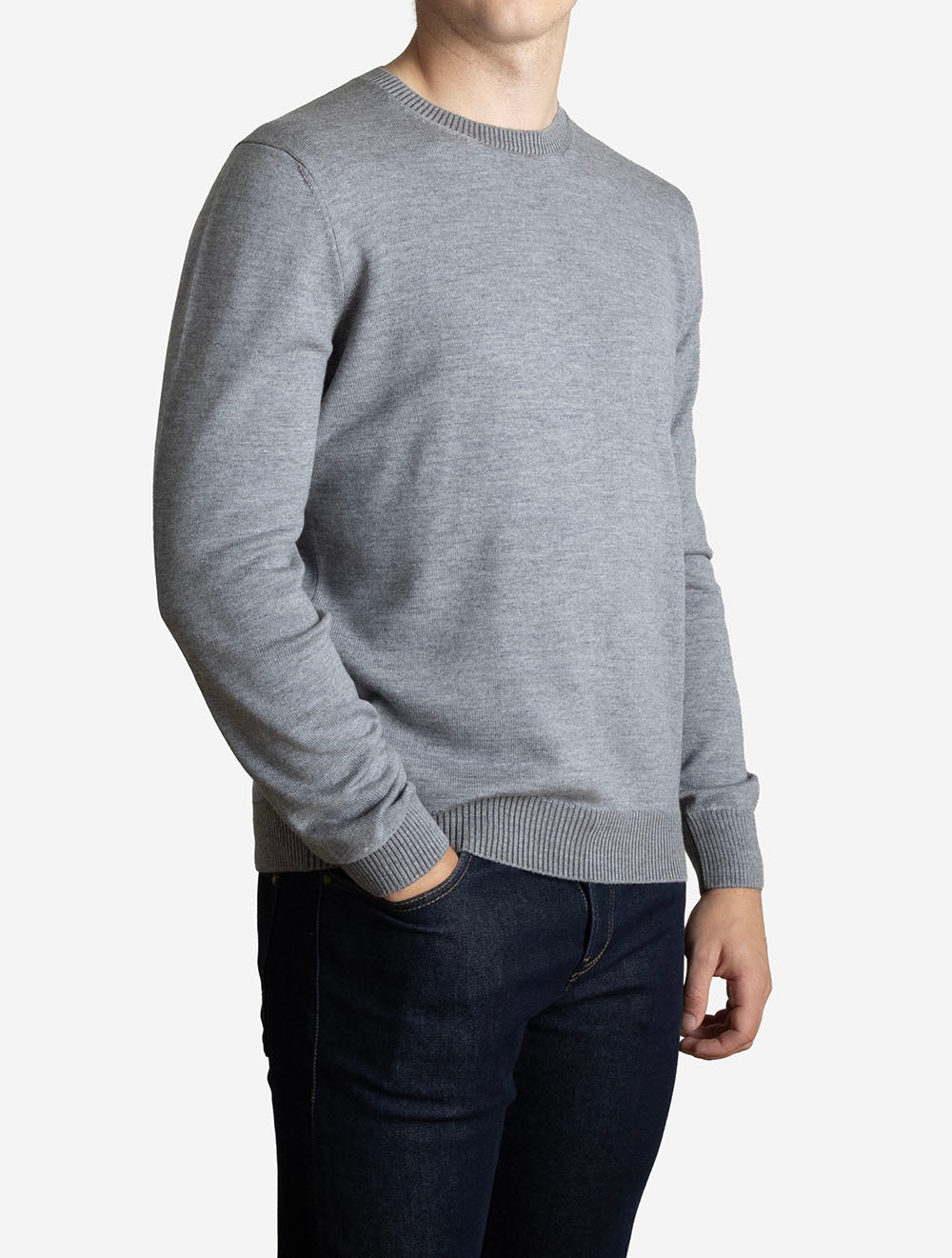 Crew Neck Knit Jumper Grey