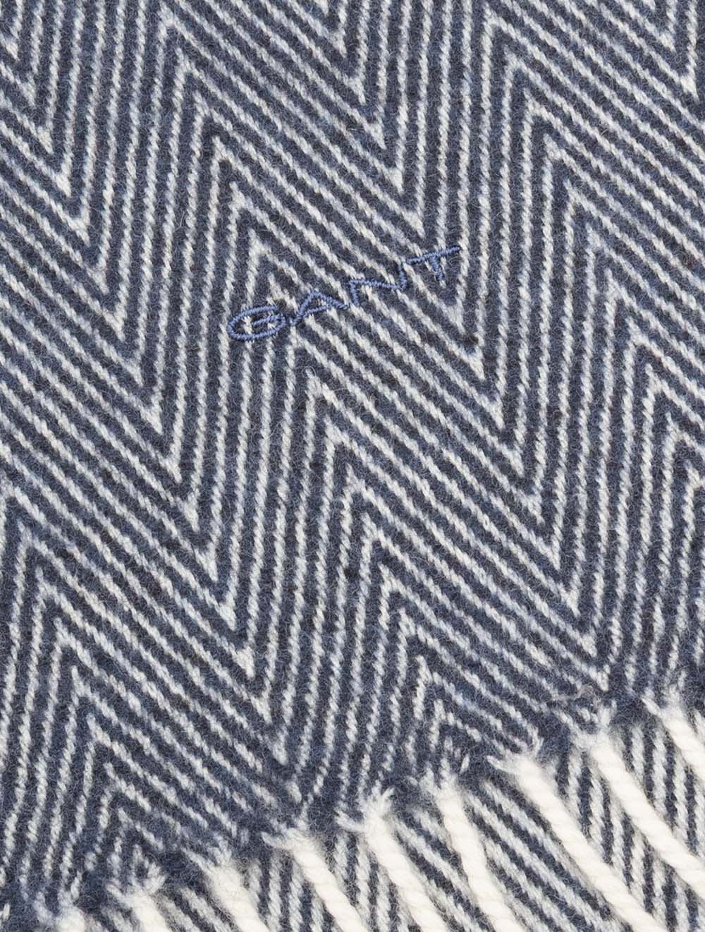Wool Herringbone Scarf Dark Navy Melange