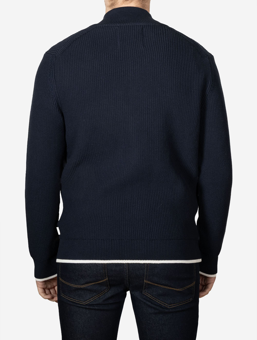 Cotton Rib Buttoned Cardigan Evening Blue