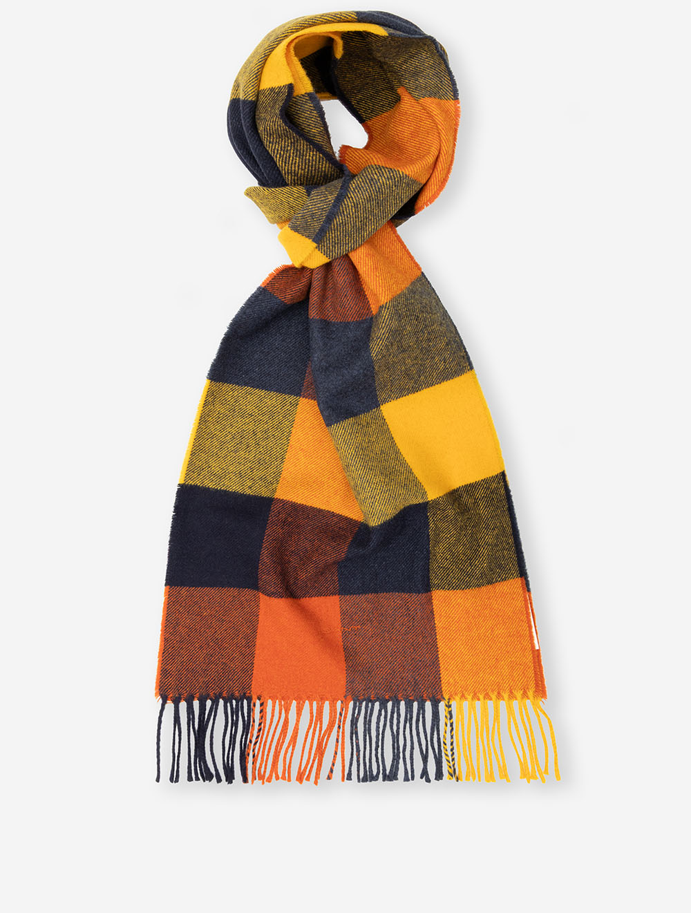 Wool Multi Checked Scarf Deep Orange