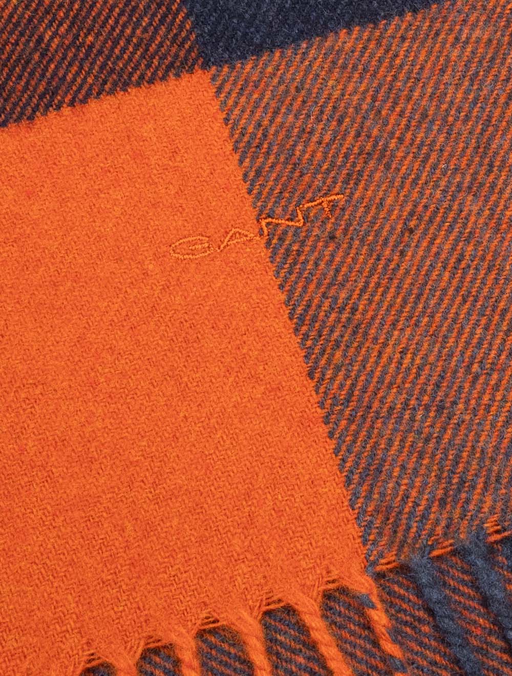 Wool Multi Checked Scarf Deep Orange