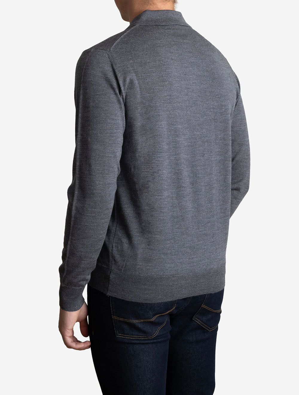 Merino Long Sleeve Polo Grey