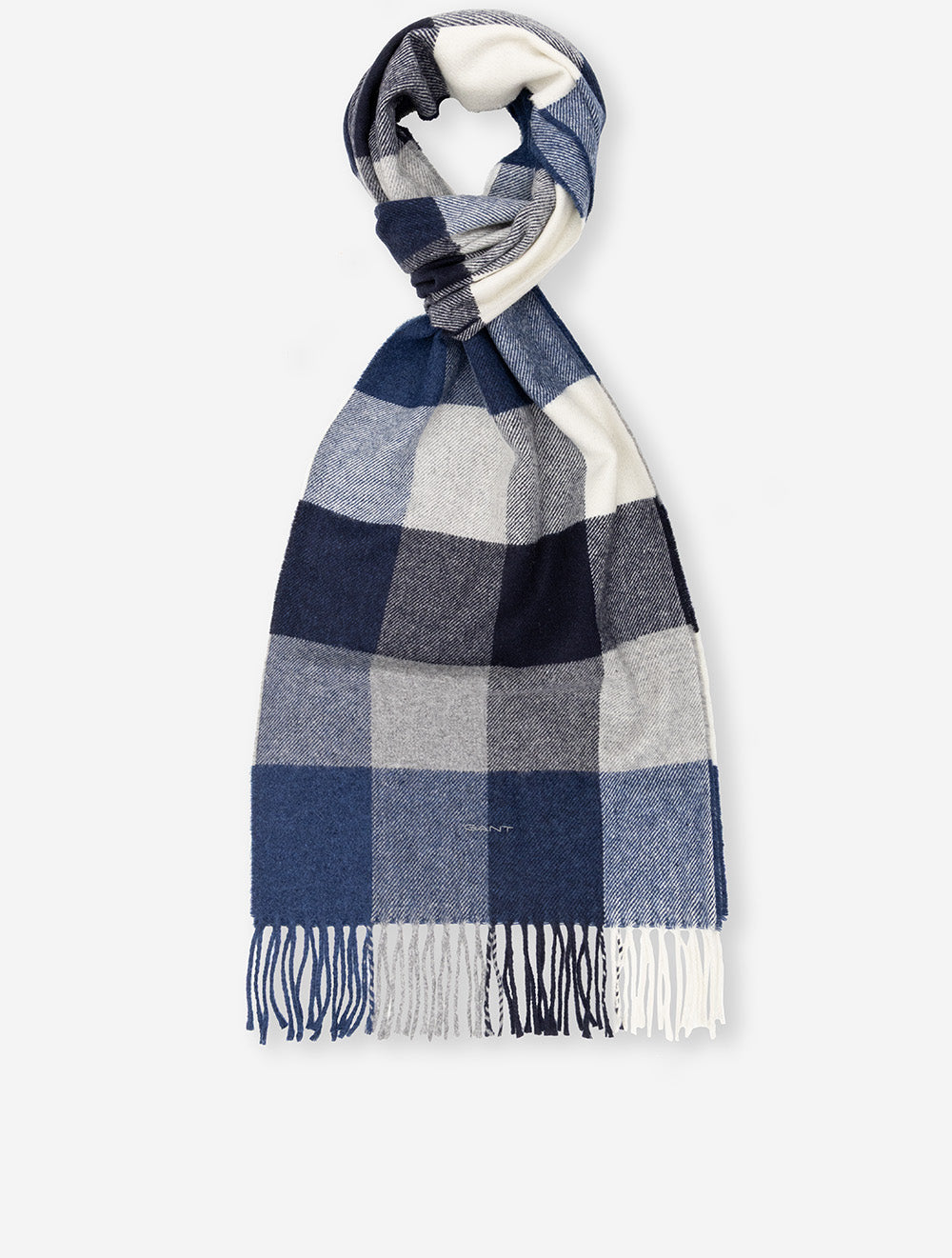 Écharpe en laine à carreaux multicolores, gris foncé chiné