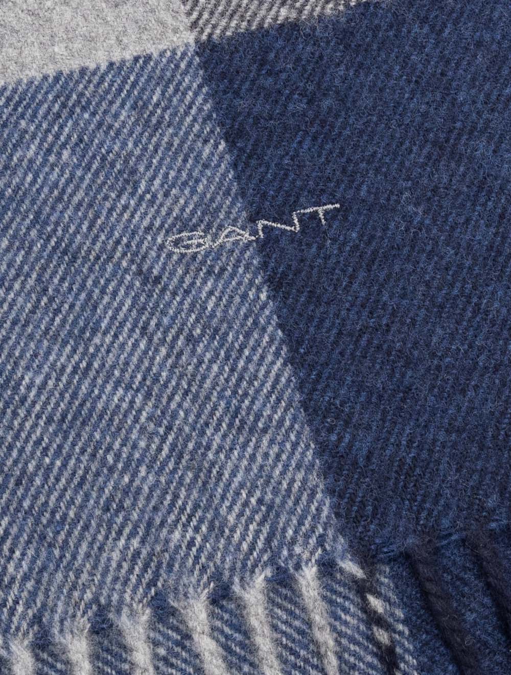 Écharpe en laine à carreaux multicolores, gris foncé chiné