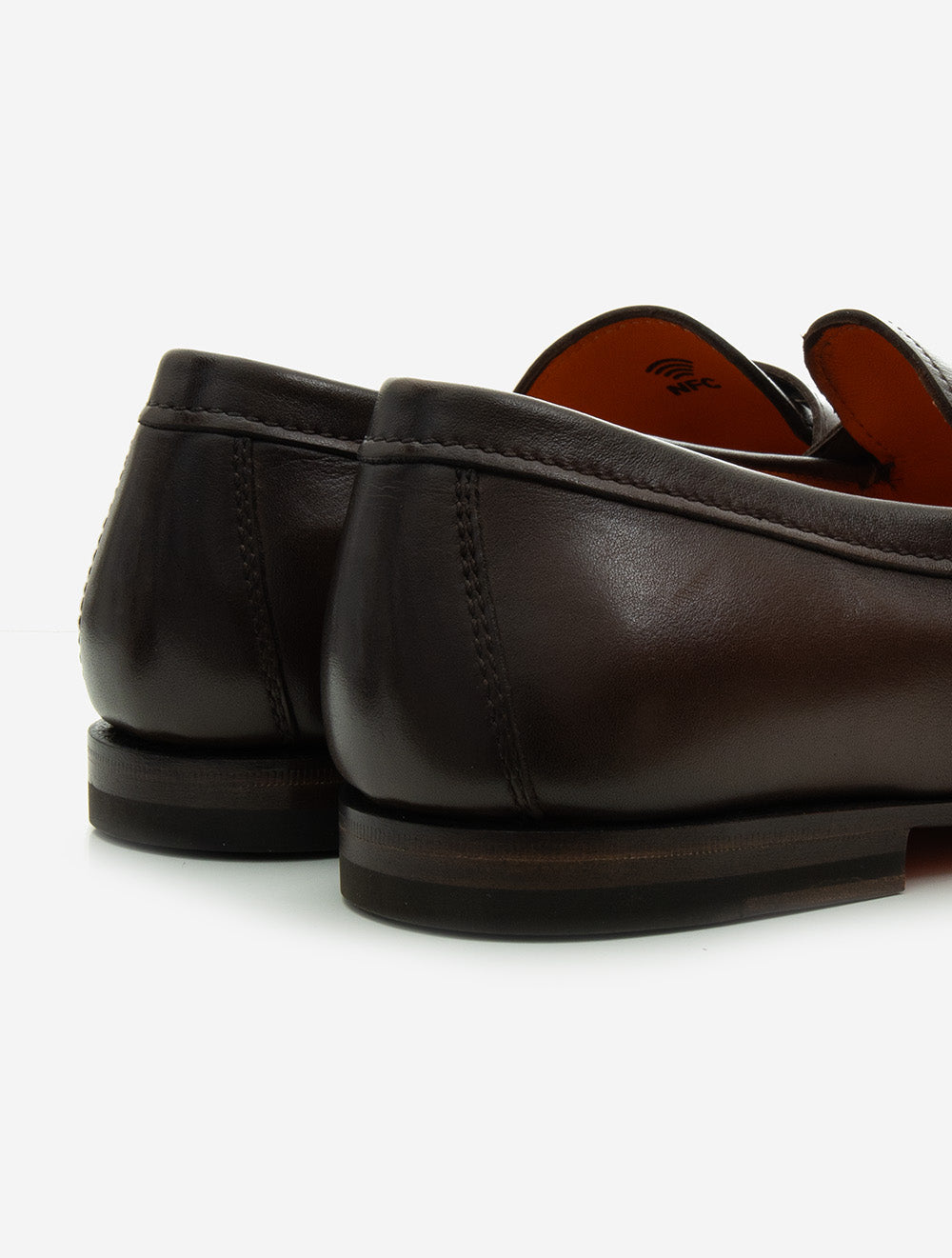 SANTONI Leather Penny Loafer-Dk Brown
