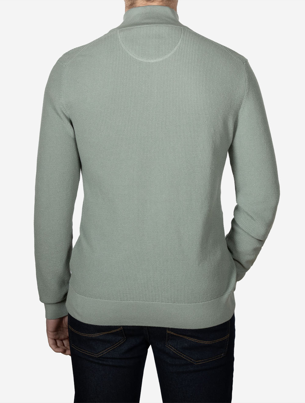 Micro Textured Cotton Half Zip Ceramic Grey