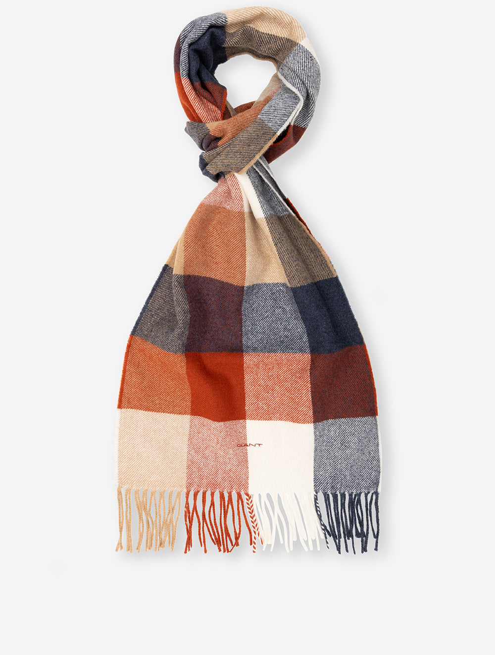 GANT Wool Multi Checked Scarf Modern Rust | Men’s Wool Scarves at Louis ...