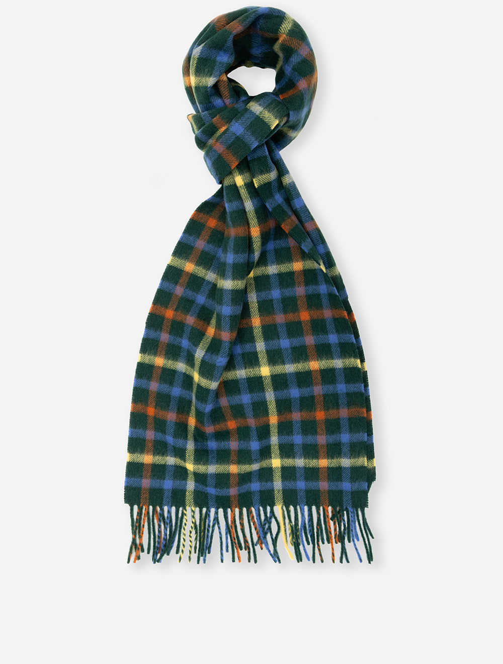 Wool Checked Scarf Tartan Green