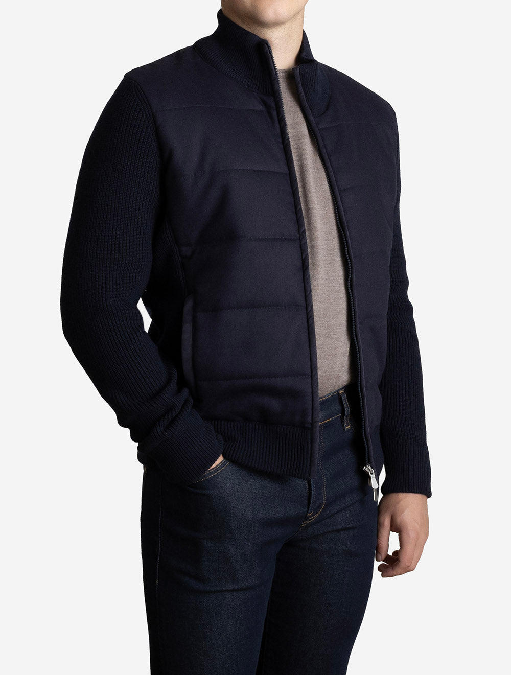 Full Zip Padded Knit Navy