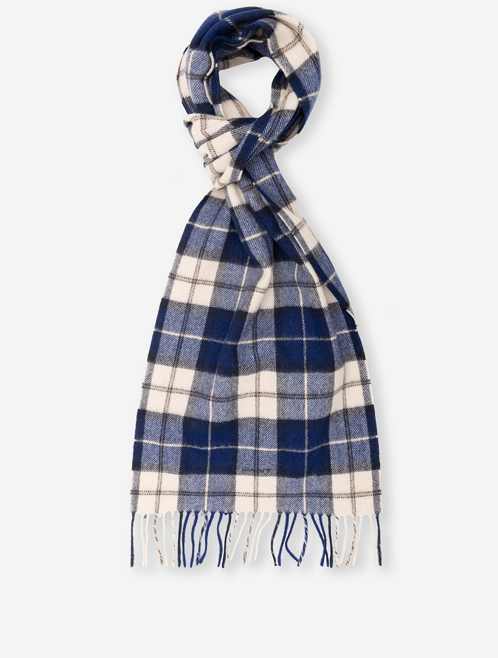Wool Checked Scarf Persian Blue