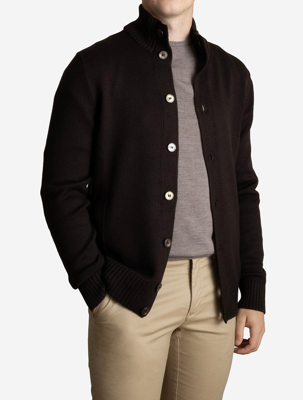Button Up Cardigan Brown