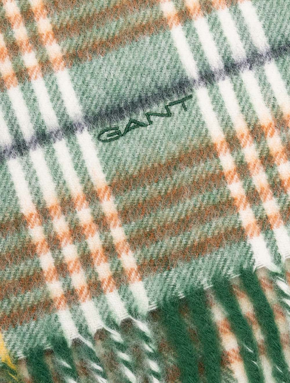 Wool Checked Scarf Green