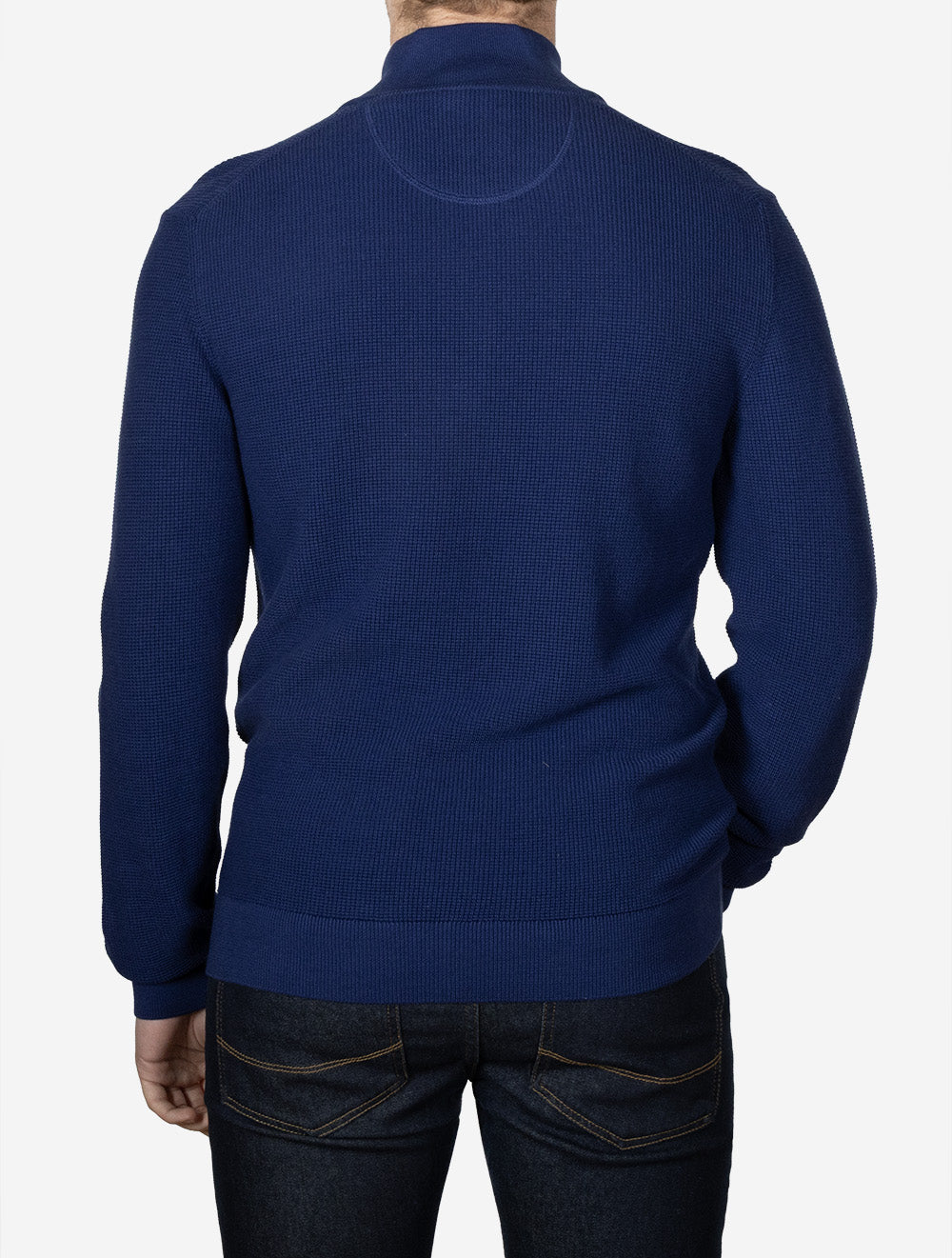 Micro Textured Cotton Half Zip Rich Navy