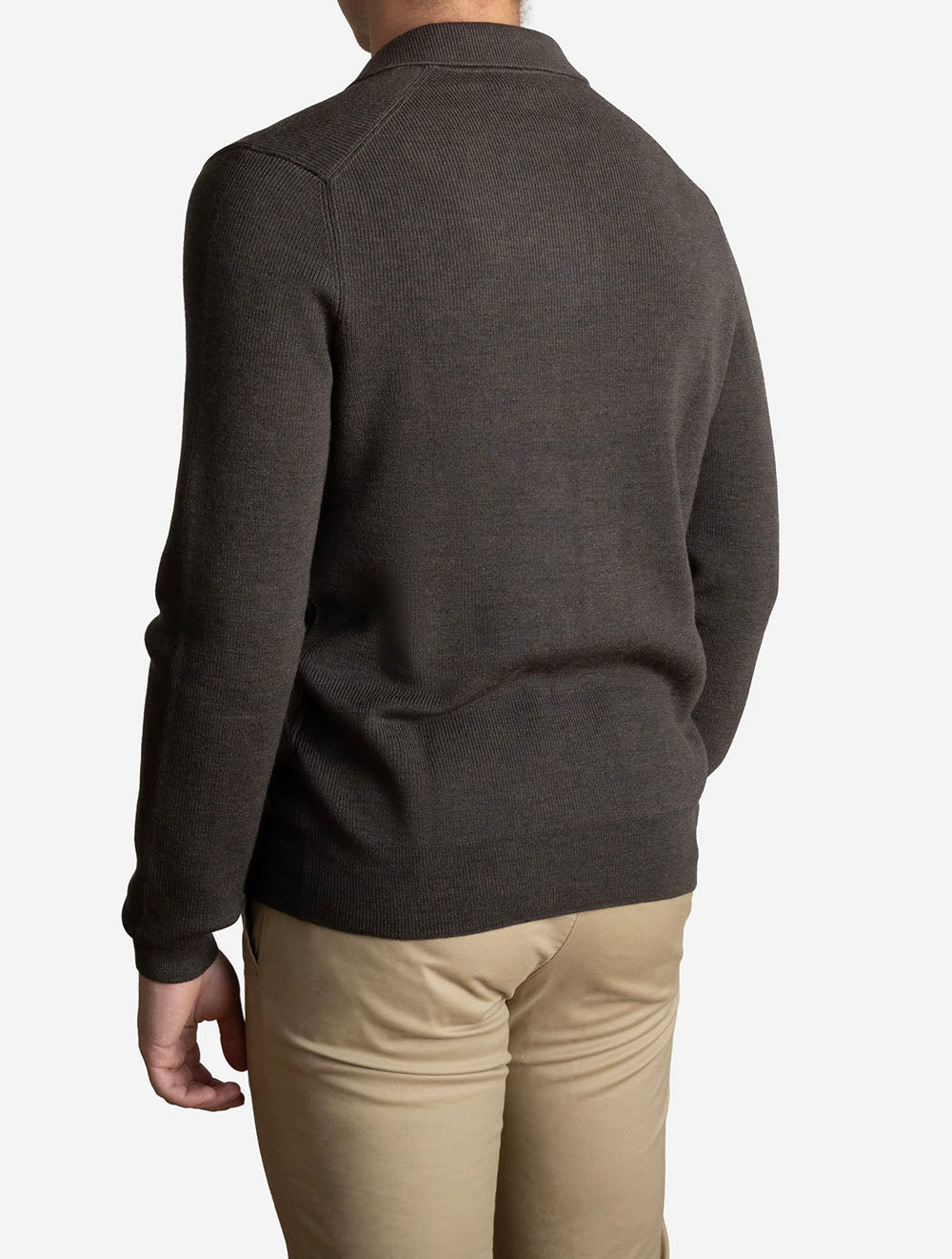 Long Sleeve Tennis Polo Knit Brown