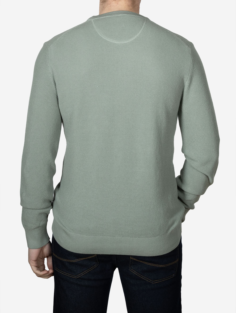Micro Textured Cotton Crew Neck Ceramic Grey