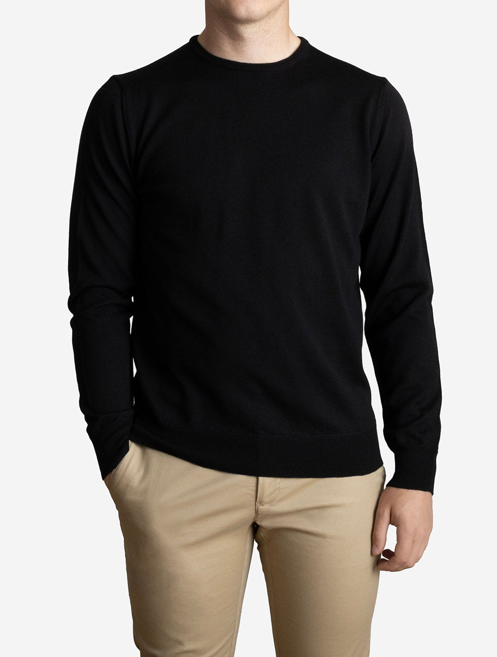 Merino Wool Crew Neck Black