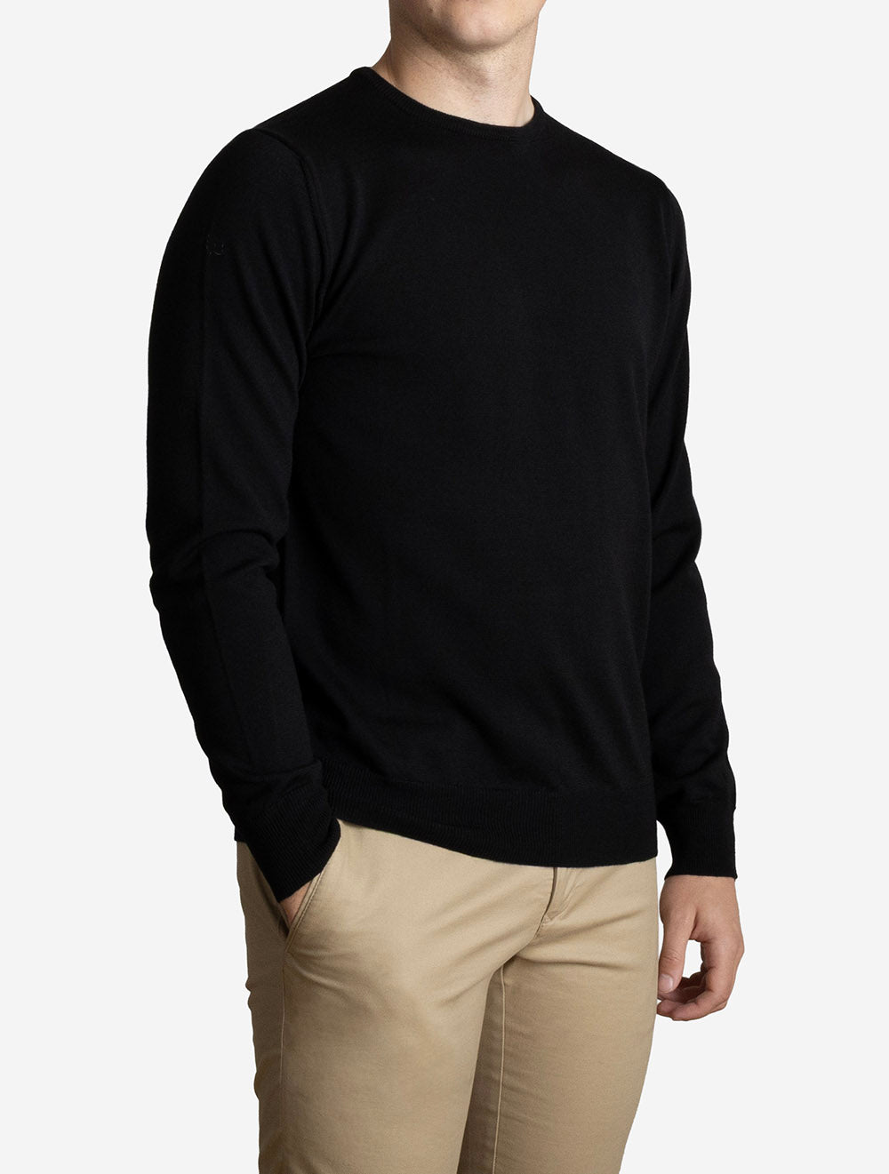 Merino Wool Crew Neck Black