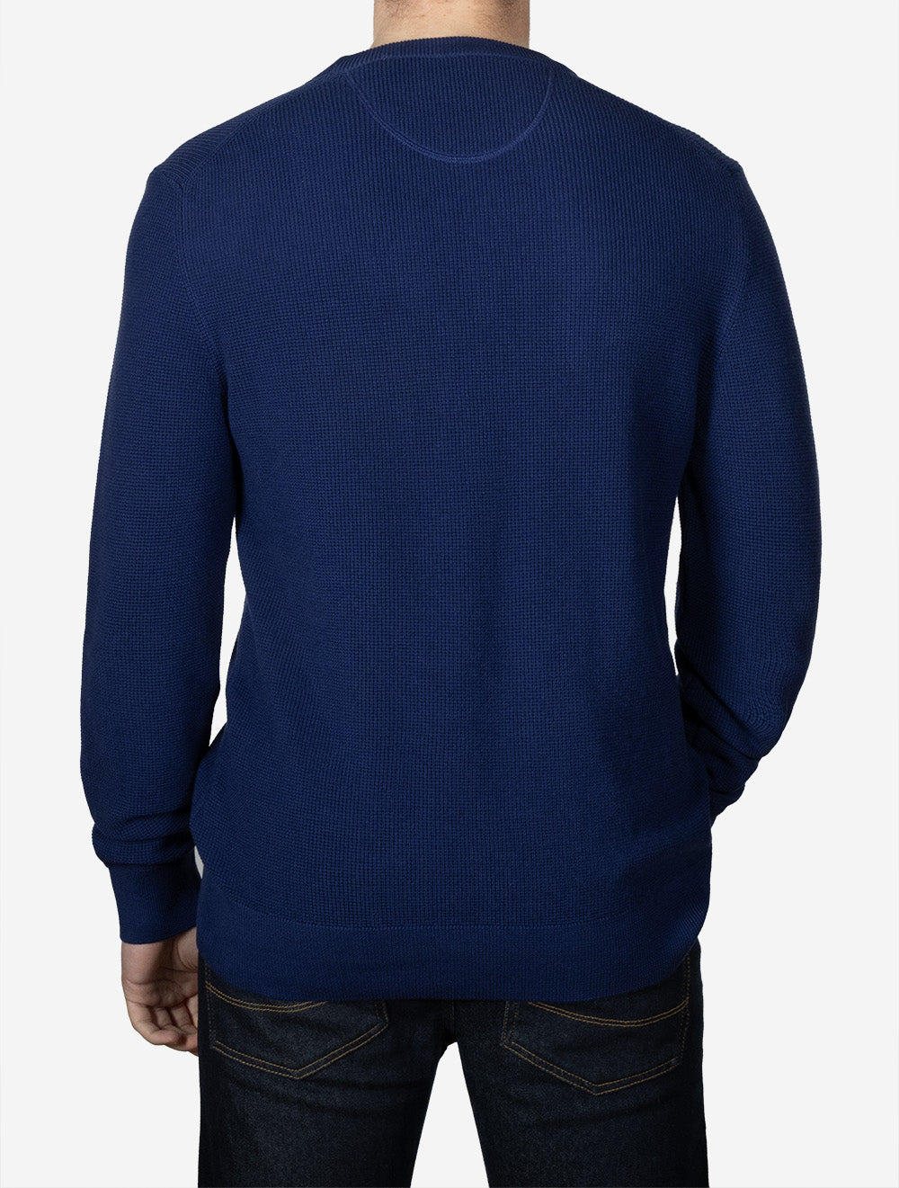 Micro Textured Cotton Crew Neck Rich Navy
