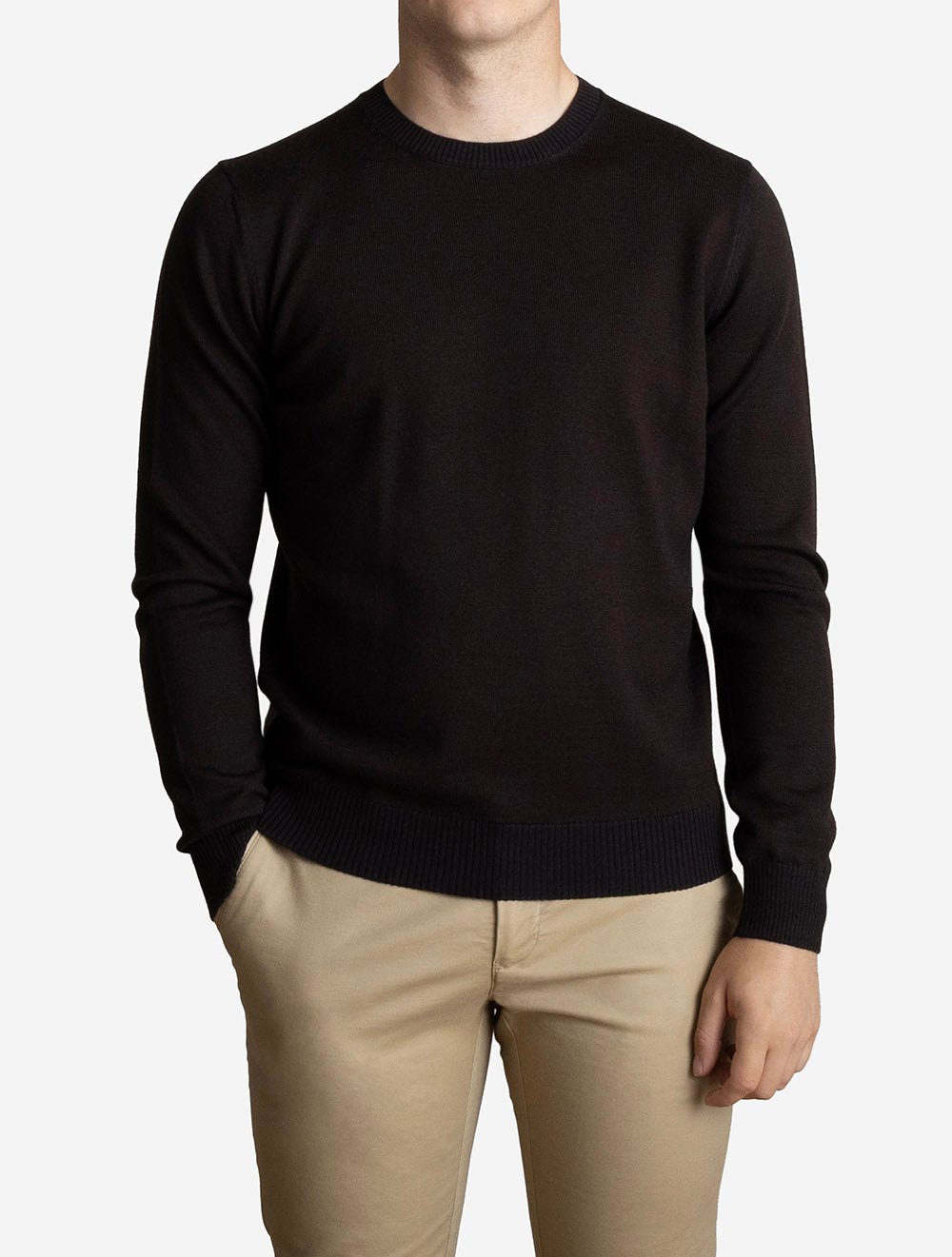 Crew Neck Knit Jumper Brown