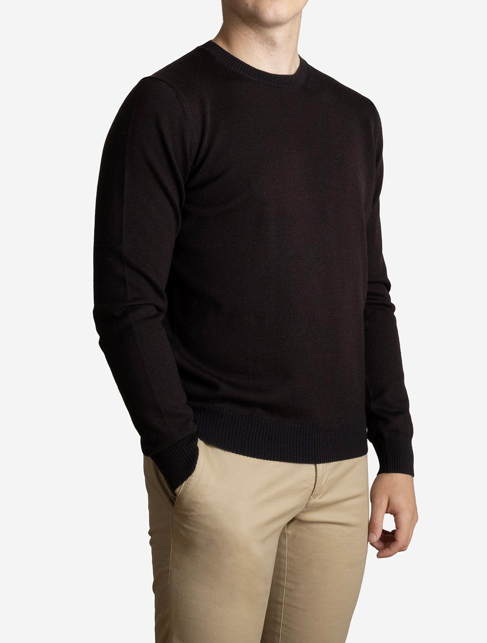 Crew Neck Knit Jumper Brown