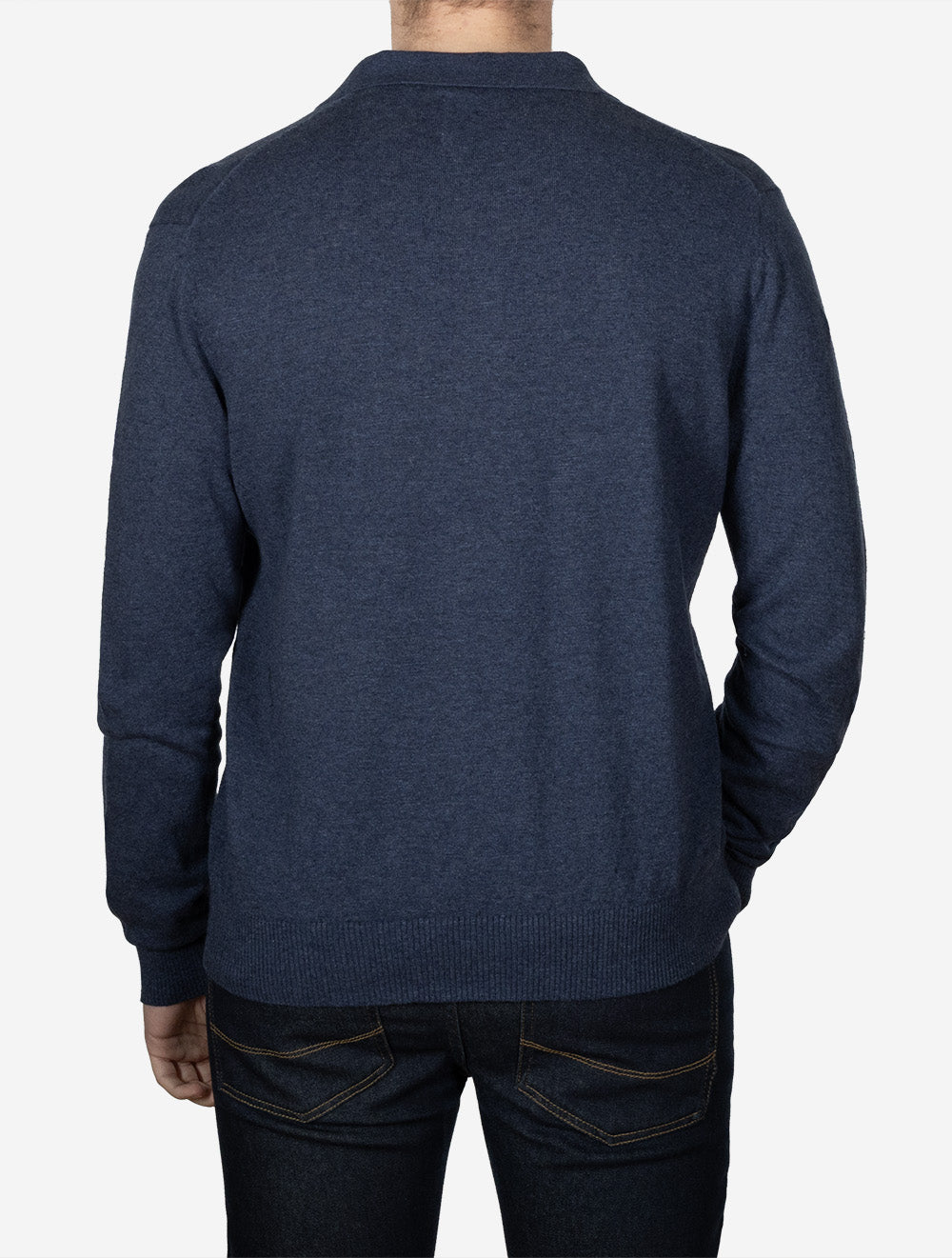 Slub Cotton Linen Polo Dark Indigo Melange