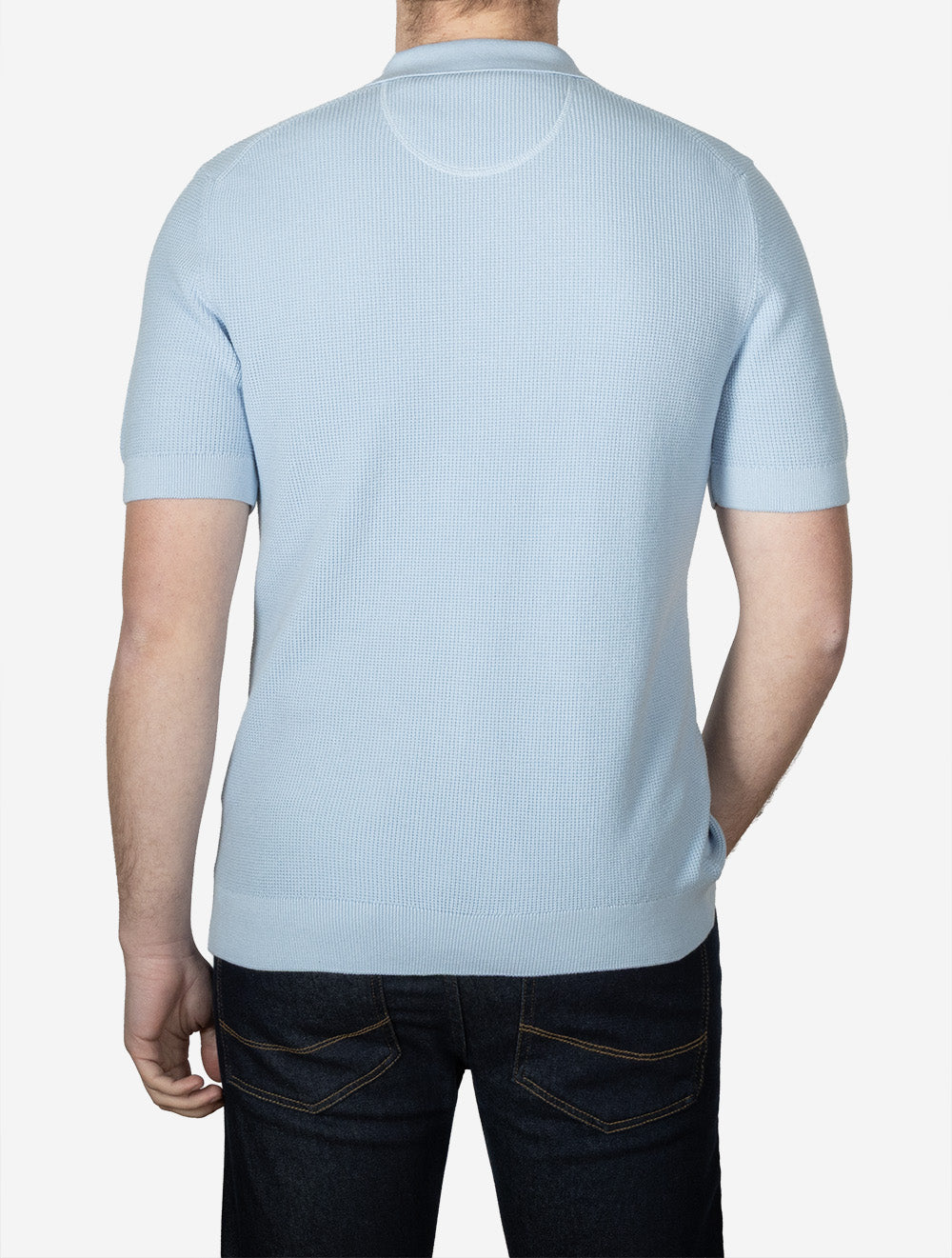 Micro Textured Cotton Short Sleeve Polo Fresh Blue