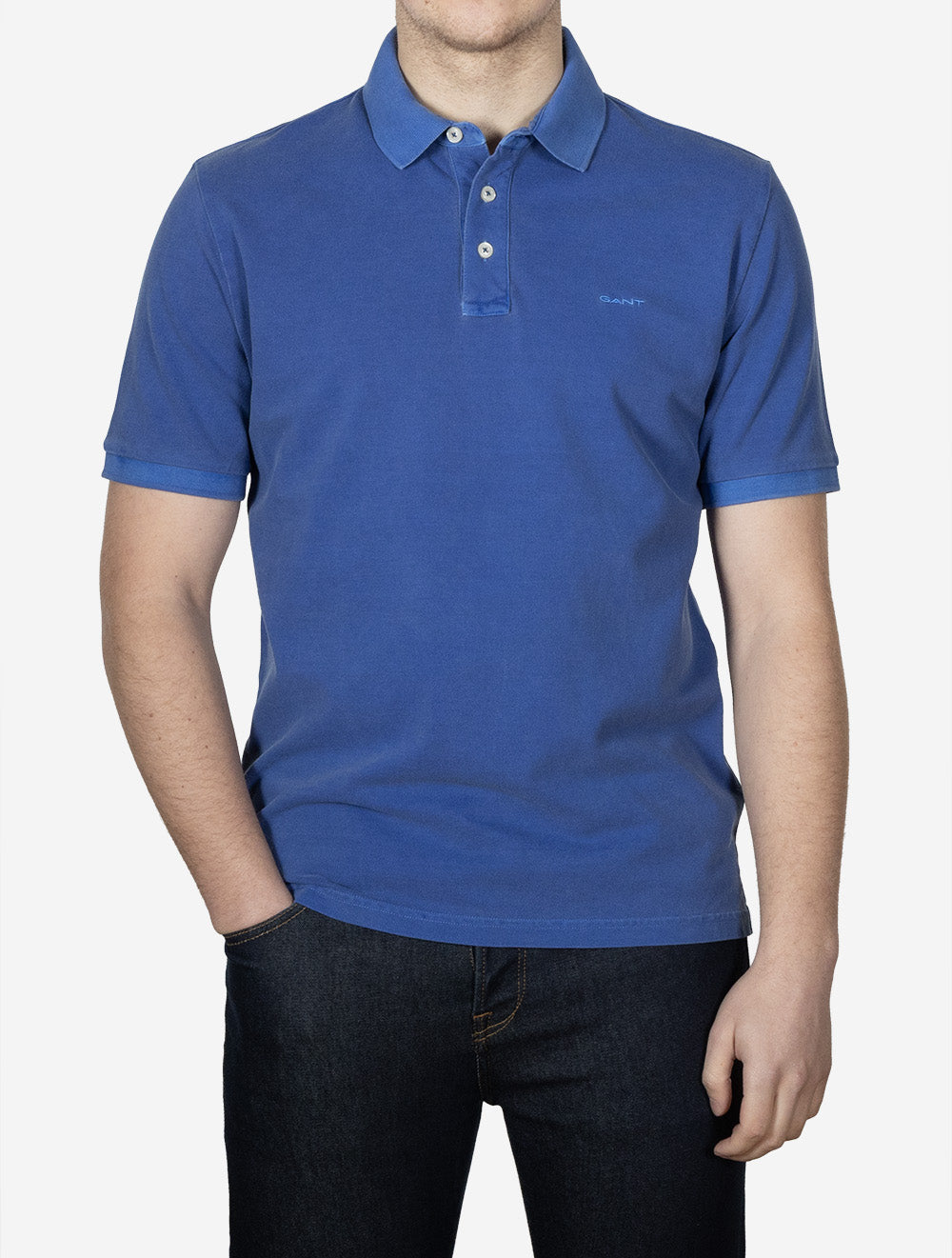 Sunfaded Short Sleeve Polo Royal Blue