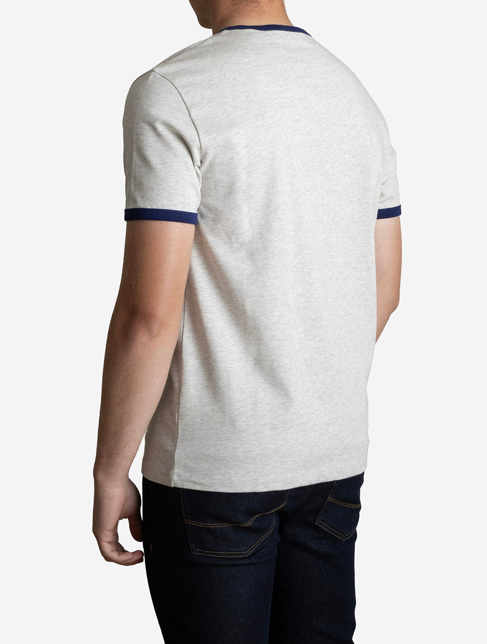 Crest Print Ringer T-Shirt Grey