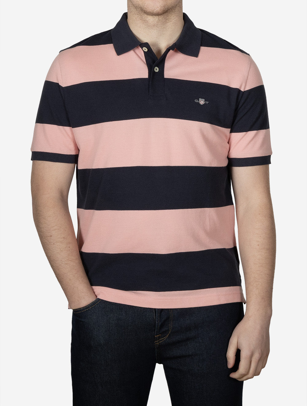 Block Stripe Polo Bubbelgum Pink