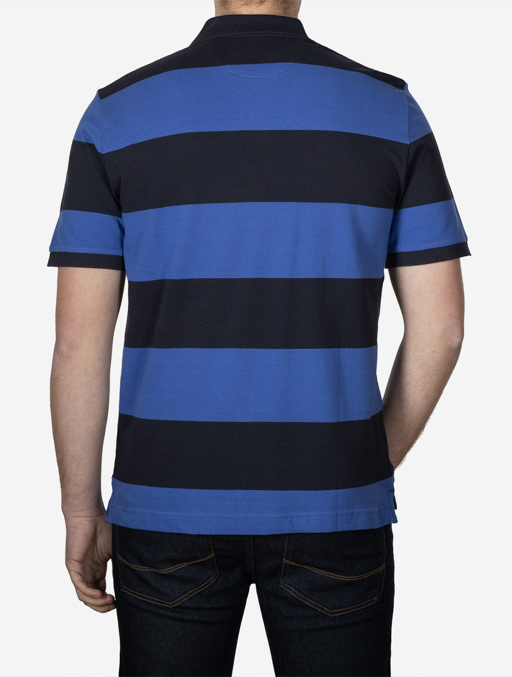 Block Stripe Polo Royal Blue