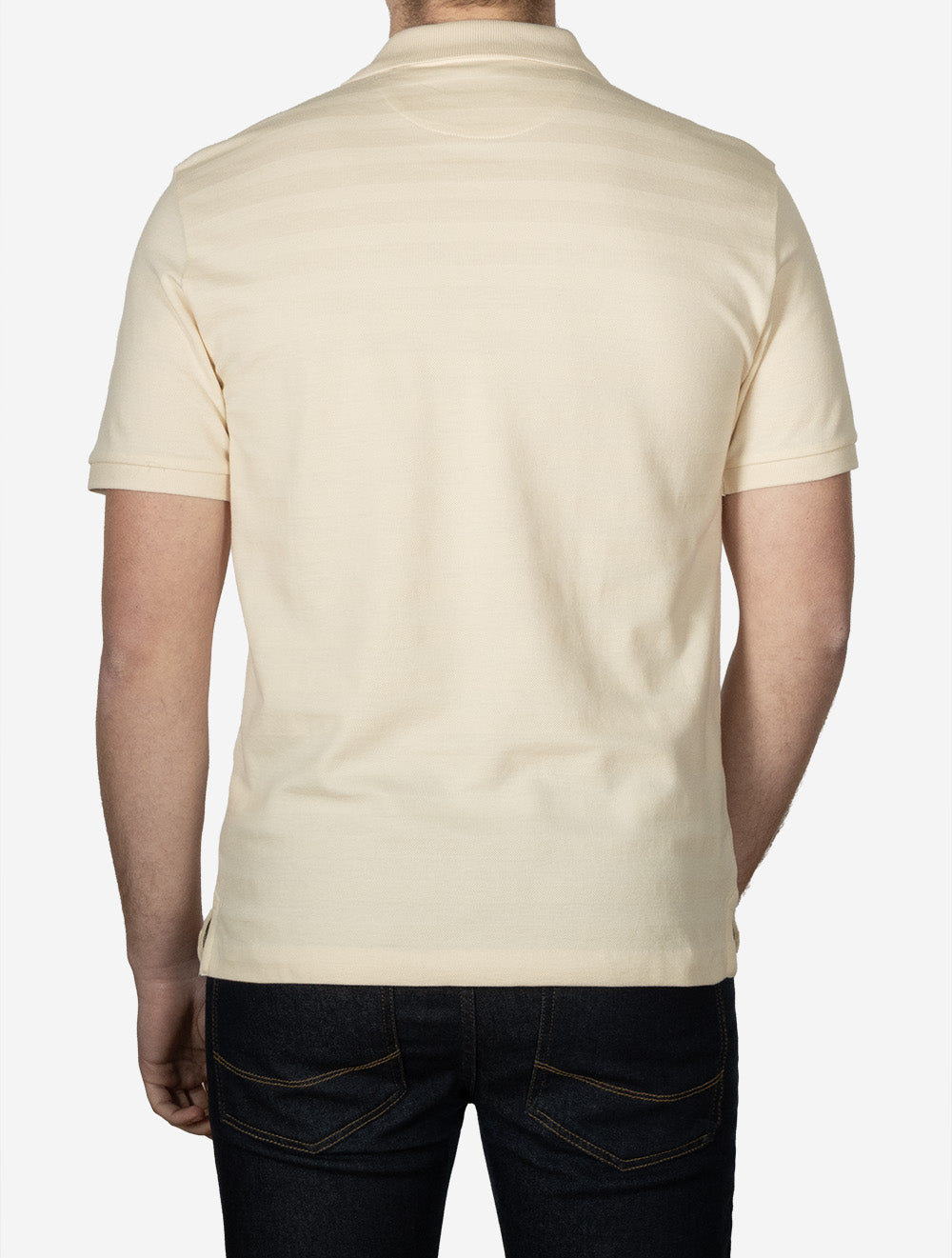Textured Stripe Short Sleeve Polo Creamed White