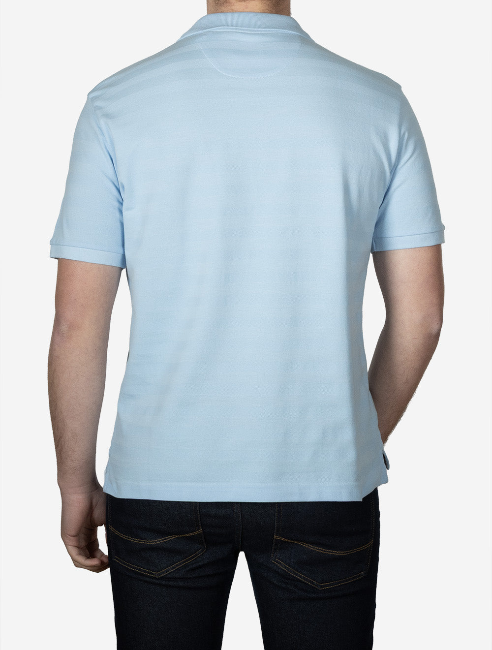Textured Stripe Short Sleeve Polo Sky Blue
