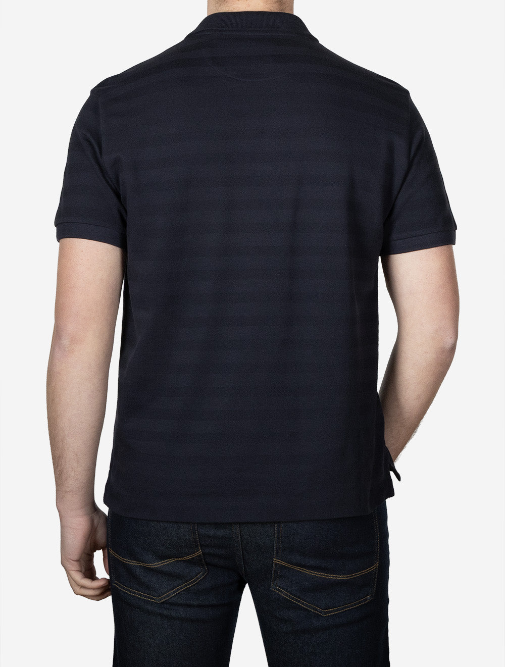 Textured Stripe Short Sleeve Polo Evening Blue
