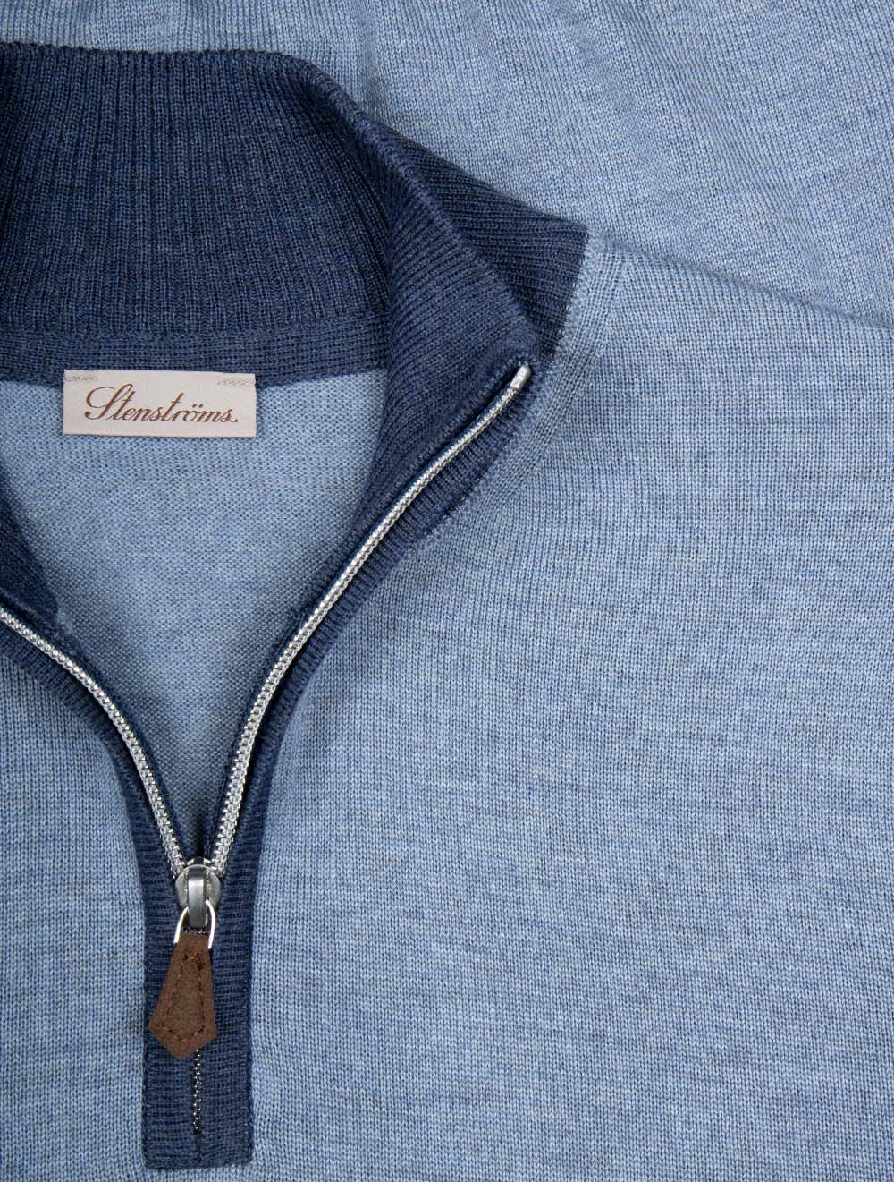 Half Zip Contrast Merino Wool Navy