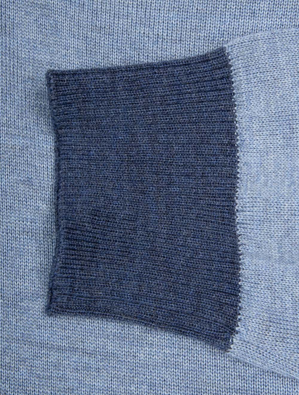 Half Zip Contrast Merino Wool Navy