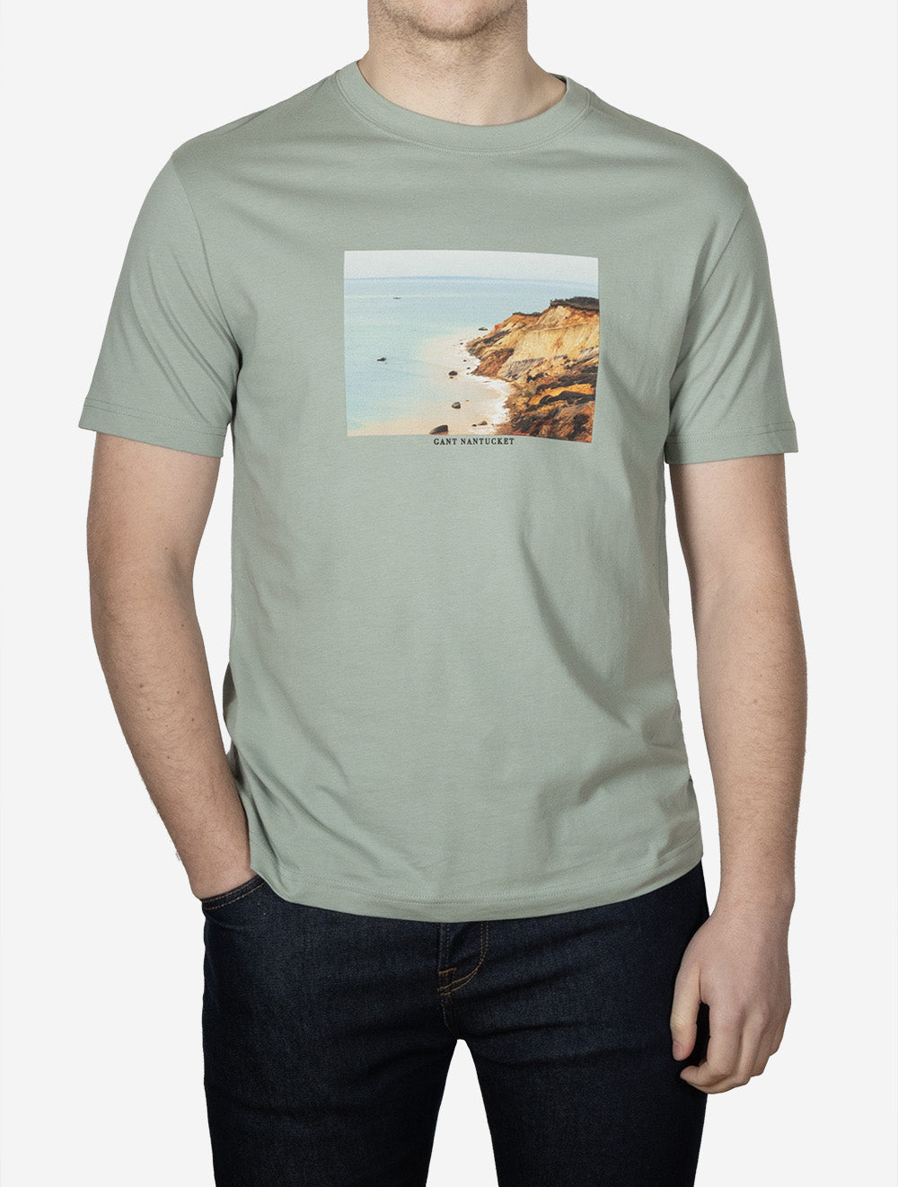 Scenery Graphic Short Sleeve T-Shirt Ceramic Grey