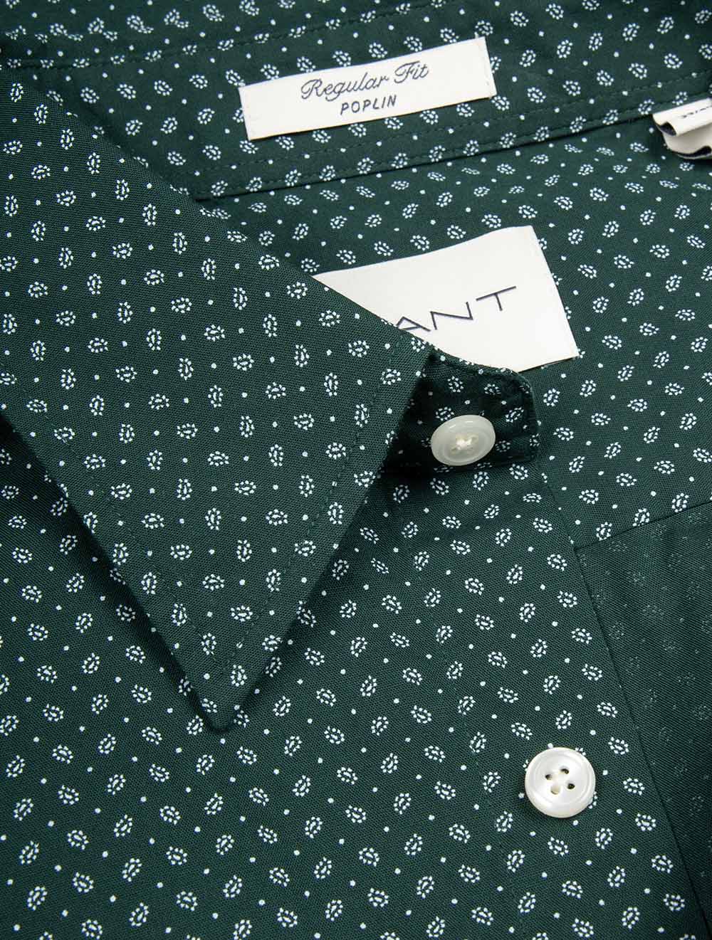 Regular Fit Micro Print Shirt Tartan Green