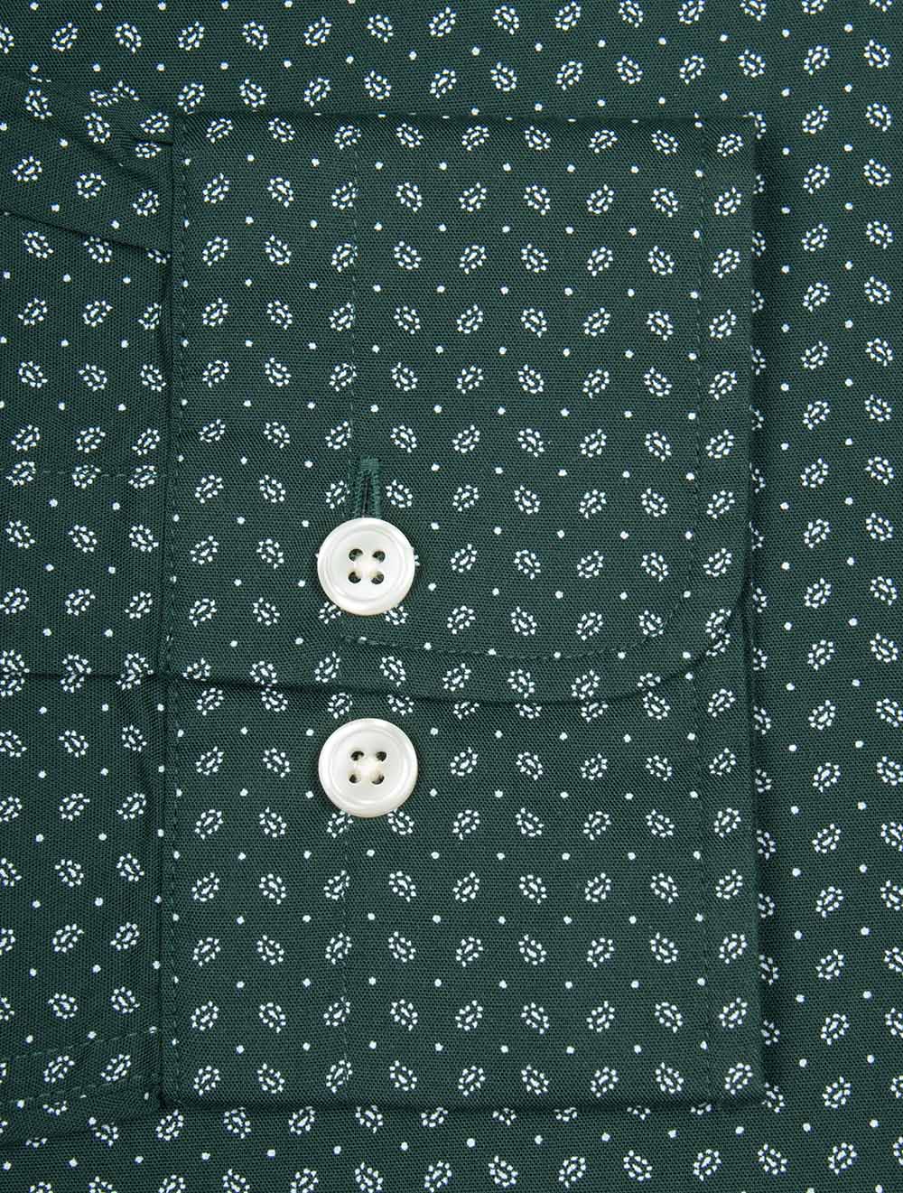Regular Fit Micro Print Shirt Tartan Green