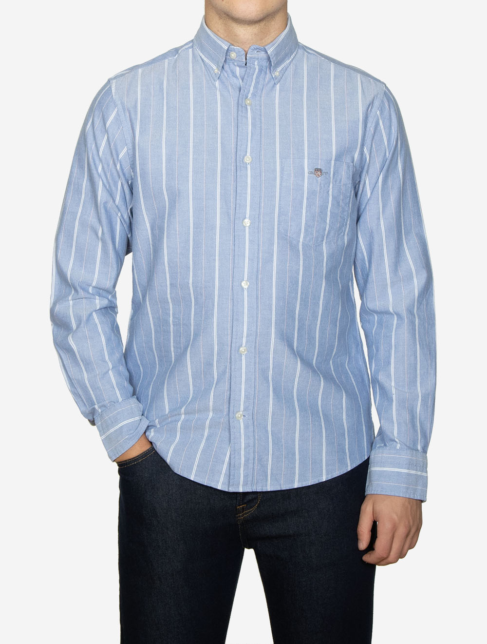 Regular Fit Striped Classic Oxford Shirt Rich Blue