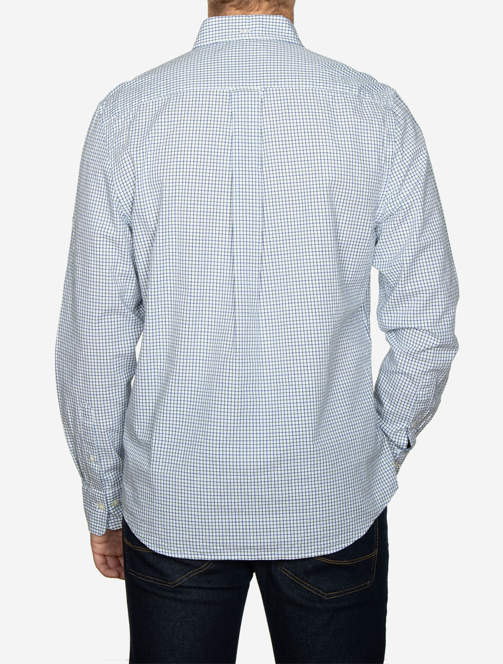 Regular Fit Micro Checked Classic Poplin Shirt Forest Green