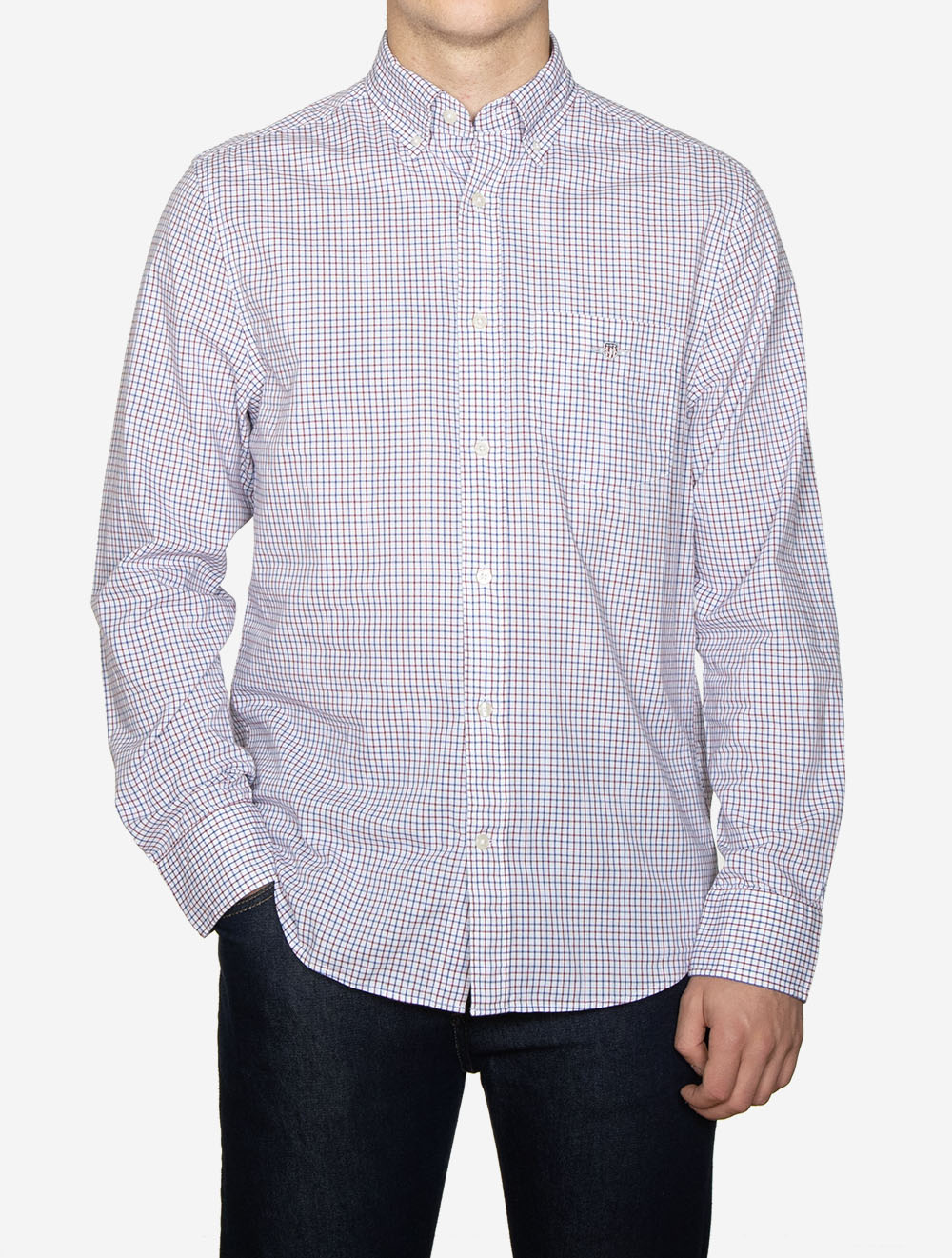 Regular Fit Micro Checked Classic Poplin Shirt Plumped Red