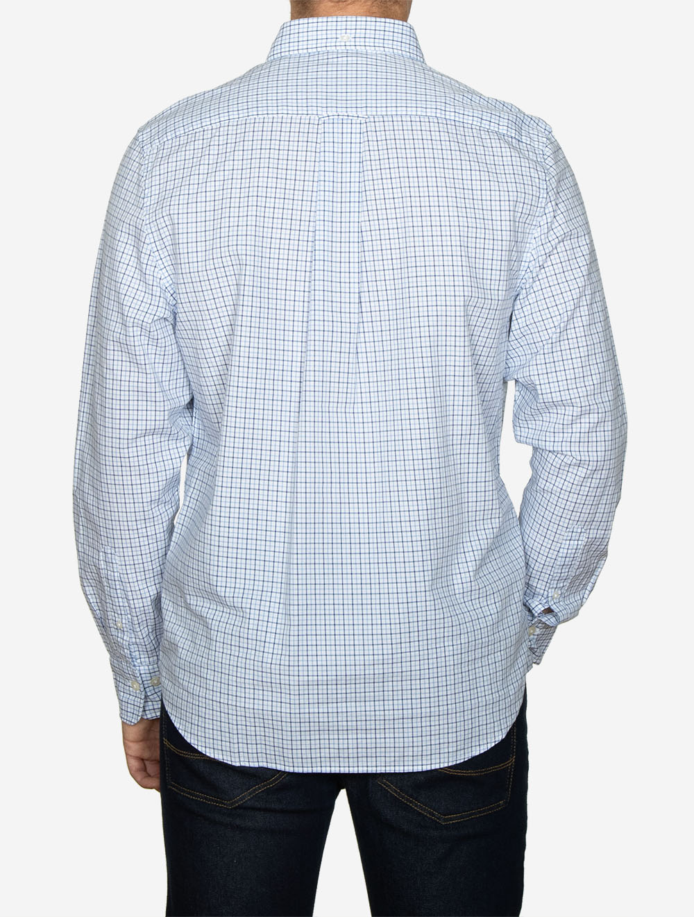 Regular Fit Micro Checked Classic Poplin Shirt Clear Sky
